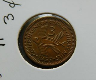 1955 Cyprus 3 Mils - Detail And Color See Pics^^^