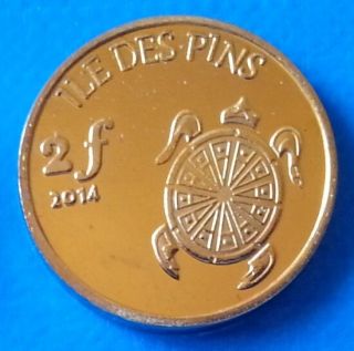 Ile Des Pins - Caledonia 2 Francs 2014 Unc Turtle Shell Unusual Coin