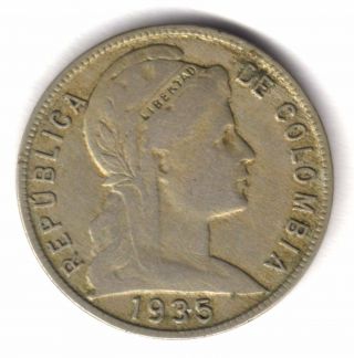 Colombia Republica V (5) Centavos 1935 Nickel Km 199 Fine