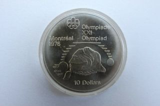 1975 Canadian.  925 Silver 1976 Montreal Olympic $10 Coin Women’s Shot Put