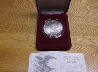 1991 Chrysler Commissioned 200th Anniversary Bill Of Rights.  999 Silver Round
