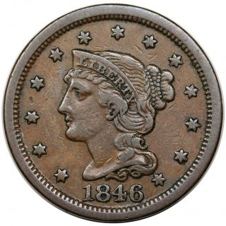 1846 Braided Hair Large Cent,  Medium Date,  N - 11,  R1,  Vf