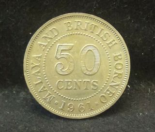 1961 - H British Malaya And British Borneo 50 Cents,  Decent Grade,  Km - 4.  1