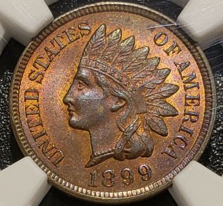 ☆1899 Indian Head Penny Cent,  Ngc Ms 63 Rb☆