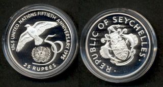 Seychellene For Un 50 Anniversary,  Silver Proof Coin