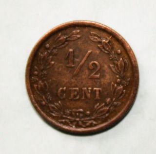 Netherlands 1/2 Cent 1901 Extremely Fine Copper Coin