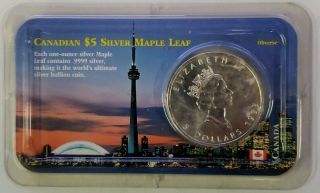 1993 Canada $5 Silver Maple Leaf One Ounce Cn Tower Toronto Littleton Packaging