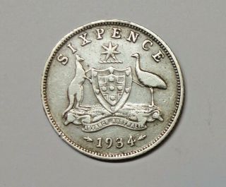 Australia : Sixpence 1934.  0.  925 Silver