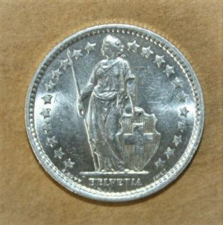 Switzerland 1/2 Franc 1962 Brilliant Uncirculated Silver Coin