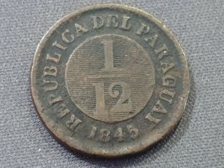 Rare  Paraguay - 1/12 Real - Year 1845