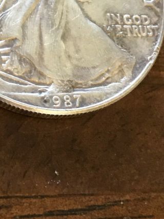 1987 Silver Dollar Coin 1 troy oz AMERICAN EAGLE Walking Liberty.  999 Fine 5