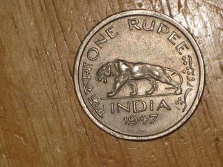 British India 1947 Rupee Coin Very Fine
