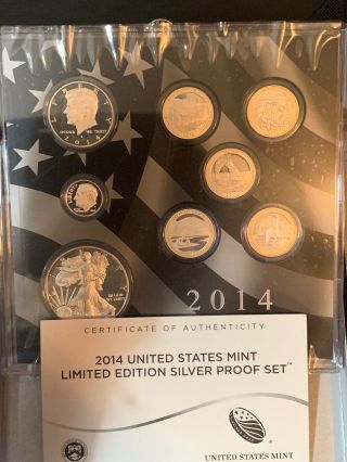 2014 U.  S.  Limited Edition Silver Proof Set - 8 Coins With Boxes & (a)