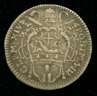 Rare Italy Papal States Pope Clements Xiv 1773 Grosso Silver Coin Blot 002