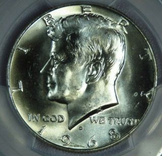 1968 - D Kennedy Half Dollar Silver Pcgs Ms65 At0379c/br