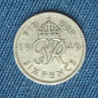 1949 United Kingdom 6 Pence - King George Vi 3rd Coinage,  Great Britain Km 875