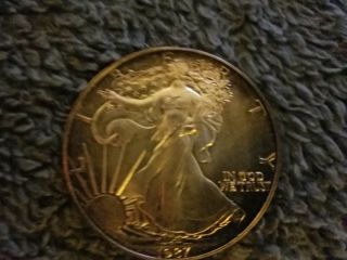 1987 Silver Dollar Coin 1 Troy Oz American Eagle Walking Liberty
