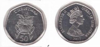 Gibraltar – 50 Pence Unc Coin 2012 Year Km 1472 Christmas