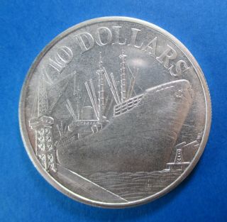 Singapore 10 Dollars 1975 Ship Silver Km 11 1204