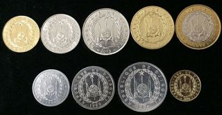 Djibouti Set 9 Coin 1 2 5 10 20 50 100 250 500 Francs 1991 - 2016 Unc