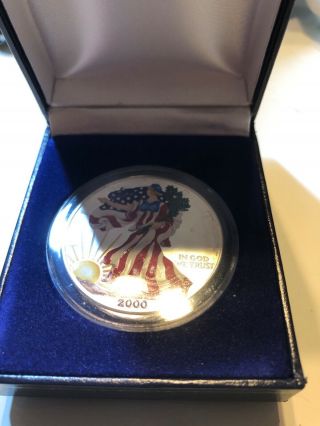 2000 Us $1 One Dollar Oz Millennium Silver Eagle Coin Walking Liberty Color