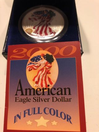 2000 US $1 One Dollar Oz Millennium Silver Eagle Coin Walking Liberty Color 3