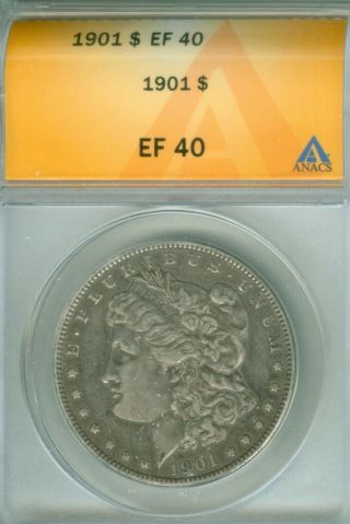 1901 $1 Morgan Silver Dollar Anacs Ef 40 (1925031)
