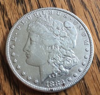 1883 P Morgan Silver Dollar - 90 Silver - Detail - Plastic Round