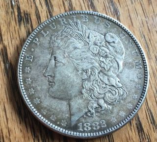 1882 P Morgan Silver Dollar - 90 Silver - Detail - Plastic Round