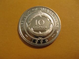 1996 Sierra Leone Coin 10 Leones " Fish " Unc Beauty,  Sweet Africa Coin