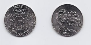 Andorra 25 Centims 1995 Km 109 Uncirculated Rare Fao F.  A.  O.  Coin