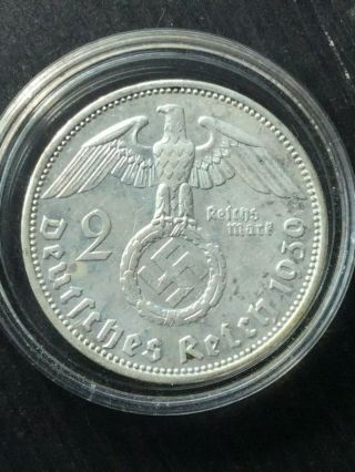 1939 - A Germany Silver 2 Mark Coin Higher Grade Xf - Au Third Reich Swastika