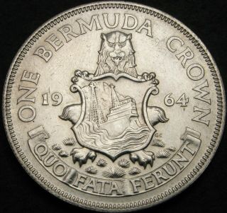 Bermuda 1 Crown 1964 - Silver - Elizabeth Ii - Xf - 3543 ¤