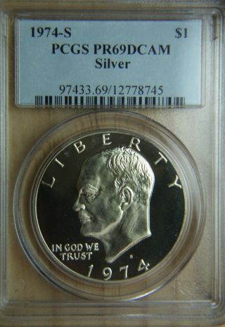 1974 - S Eisenhower 40 Silver Dollar - Pcgs Pr69 Dcam 2