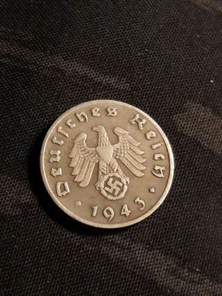 1943 A Nazi Germany Third Reich 1 Pfenning,  Coin