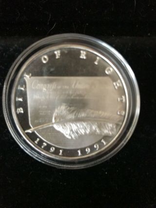 Chrysler Honors The Bill Of Rights 1791 - 1991.  999 Fine Silver Round Medallion