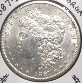 1887 S $1 Morgan Silver Dollar Date Au/uncirculated Lustrous Coin