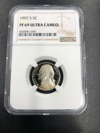 1997 S Proof Pf 69 Ultra Cameo Jefferson Nickel Ngc Bv $20.  00