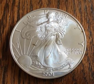 2001 American Eagle Silver Dollar -,  999 Silver - Uncirculated - Plastic Round