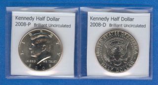 Kennedy Half Dollars: 2008 - P And 2008 - D From Rolls