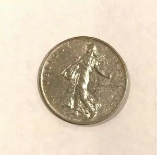 World Coins - France 1 Franc 1960 Nickel Coin - The Seed Sower & Laurel 3