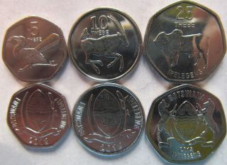 Botswana 2013 Set 3 Coins (5,  10,  25 Thebe) Unc