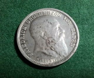 Baden - 1907 Silver 2 Mark - Death Of Friedrich - Old Cleaning - Xf