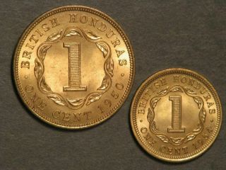 British Honduras 1950 - 1954 1 Cent Red Bu - 2 Coins