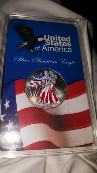1999 Full Colorized American Silver Eagle 1 Troy Oz,  1 Dollar Coin Bu.  999