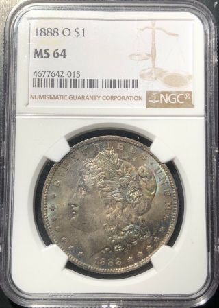 1888 - O Morgan Silver Dollar Ngc Ms64 Toned Obverse