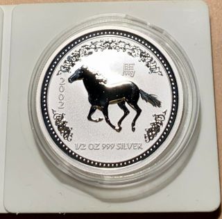 2002 Australia - 1/2 Oz Silver 50 Cents - Lunar Year Of The Horse - Uncirculated