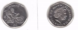Isle Of Man - 50 Pence Unc Coin 2012 Year Olympic Cycling Km 1491