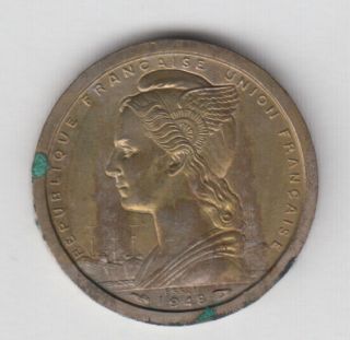 Cameroon Cameroun 1 Franc 1948 Essai In Cuni/brass,  Some Corrosion (q785)
