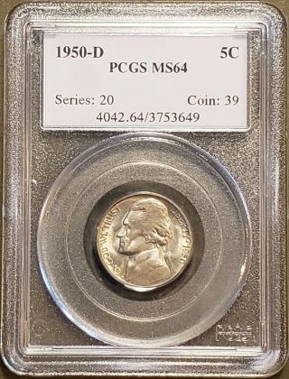 1950 - D Jefferson Nickel Pcgs Ms64